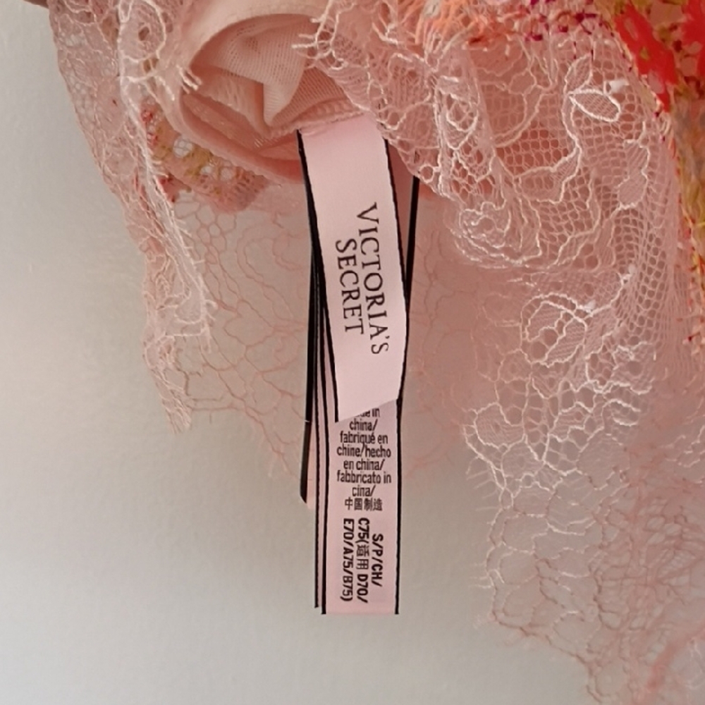Victoria's Secret Bra Dream Angels pink/peach floral lace bralette SMALL - Picture 2 of 4